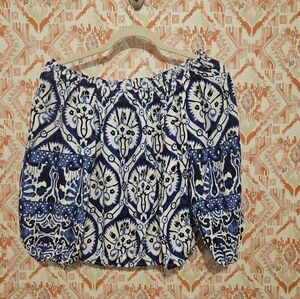 Haute Hippie Blue And White Patterned Blouse